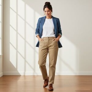 J Jill 18R HighRise StraightLeg Pant Khaki Casual Workwear Essentials Minimalist